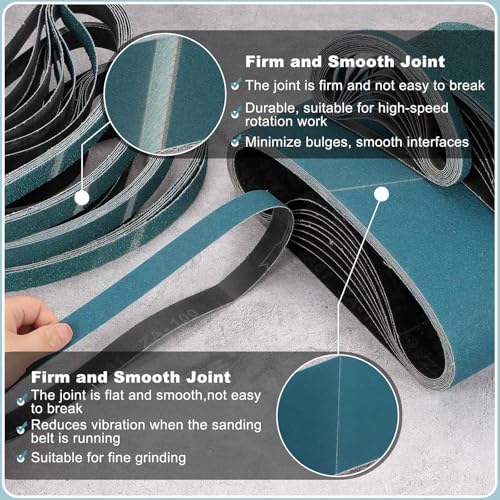 HARFINGTON 2 x 27 Inch Sanding Belts, 10 Pcs 80/120/240/400 Grit Zirconia Abrasive Belt Sander File Belt for Woodworking, Metal Polishing, Knife Sharpener