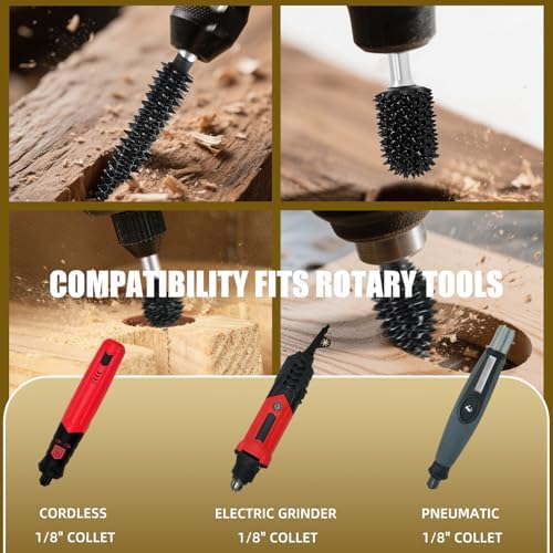 CAELUM Carbide Rotary Burr Set4 Pcs, 1/8" Coarse, for Dremel Rotary Tools