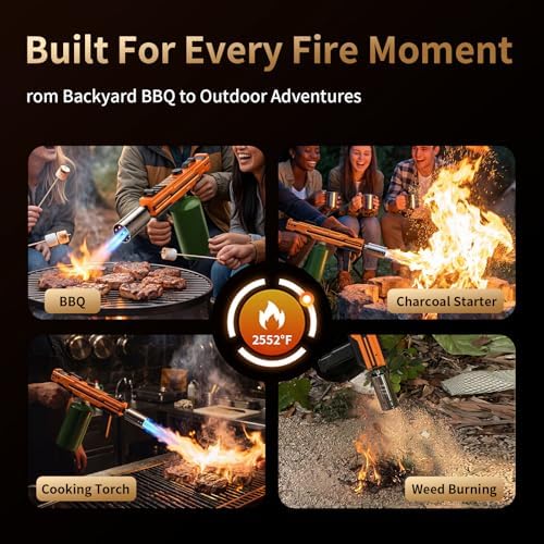 Propane Torch Gun, Adjustable Flame Blow Torch for Cooking and BBQ