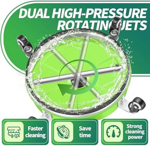 LidoDola 16'' Pressure Washer Surface Cleaner Green, Power Washer Accessory