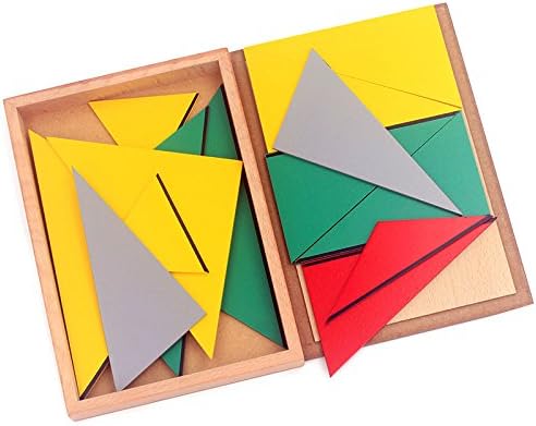 Montessori Wood Math Geometry Shape Teaching Aids Constructive Triangles Rectangular Pentagon 5 Sets Early Preschool Educational Toys