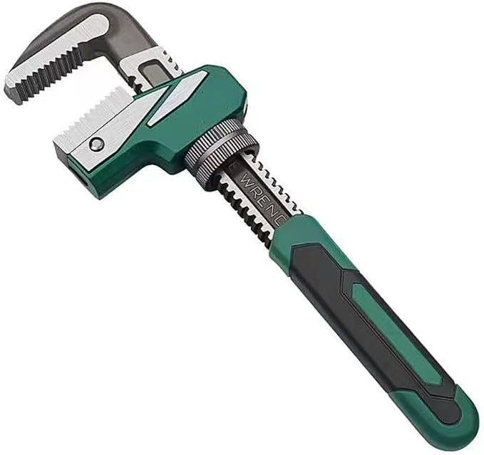 Upgraded 11 inch Heavy Duty Adjustable Pipe Wrench with [Silicone Non-slip Grip] Adjustable Wrench Fits a Variety of Fastener Sizes for Construction Machine Automobiles Home Repairs 11'' Green