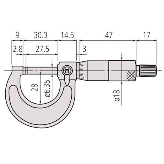Mitutoyo 103-139-10 Outside Micrometer, Baked-enamel Finish, Ratchet Stop, 50-75mm Range, 0.01mm Graduation, +/-0.002mm Accuracy | 0.01mm Graduation