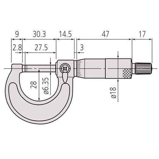 Mitutoyo 103-149 Outside Micrometer, Baked-enamel Finish, Ratchet Stop, 300-325mm Range, 0.01mm Graduation, +/-0.006mm Accuracy