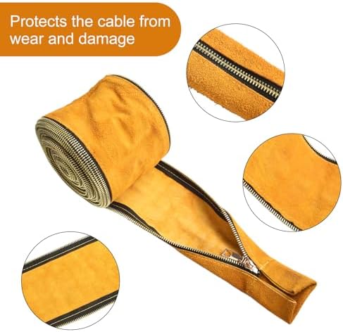 25FT TIG Welding Torch Cable Cover Resistant Leather Black Hose Cover 7.6 Meters with Cowboy for ZIPP er Jacket For TIG/MIG Yellow