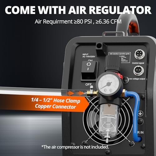 HITBOX Plasma Cutter Machine, 65A 110V/220V DC Inverter IGBT, Non-HF Non-Touch Pilot Arc, Max 1" Cut, Mesh Cutting, 2T/4T, Post-Flow, Large Digital Display, CNC Ready, Air Sensor, 60% Duty Cycle