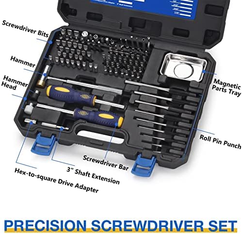 BULLTOOLS Precision Screwdriver Set, 100-Piece Torque Screwdriver Engineering Repair Kit, Roll Pin Punch Set with Magnetic Screwdriver Handle and Storage Case for Maintenance