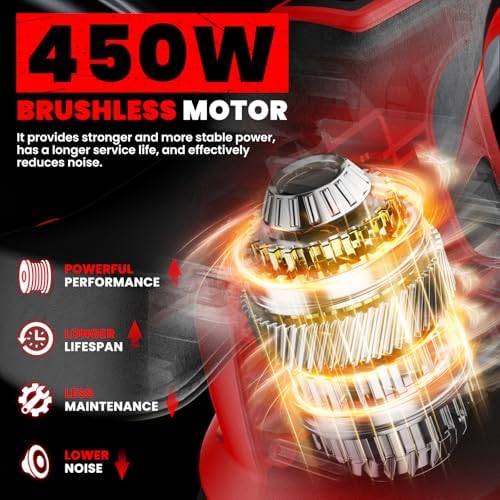 Cordless Buffer Polisher for Milwaukee 18V Battery, 450W Brushless Car Buffer Polisher Waxer with 6 inch disc, 6 Variable Speed Up to 5200 RPM for Waxing Polishing Scratch Removal (Tool only)