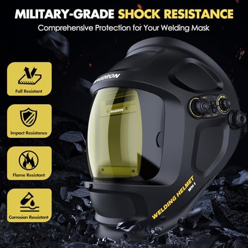 Auto Darkening Welding Helmet Large View 3.94" x 3.66", True Color Welding Hood Optical Clarity, 4 Arc Sensor Solar/Battery Powered, Wide Shade 3.5/5-9/9-13 Welder Mask for TIG MIG ARC Cut Grind
