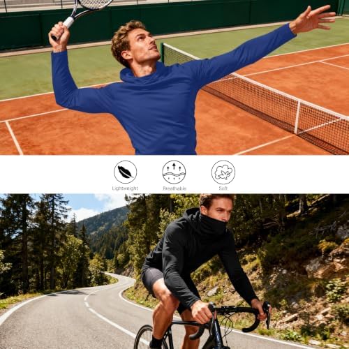 HovSiyla Mens Fishing Hoodie UV Sun Protection Shirts UPF Rash Guard Long Sleeve Shirts Hiking Performance Mesh Face Mask Top