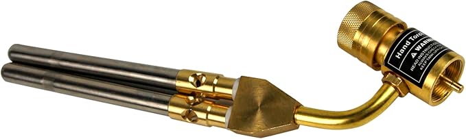 BLUEFIRE Double Flame Jet Turbo Torch Head with Porpane Kit High Output 17060 BTU Full Metal Heavy Duty Manual Ignition Gas Welding Dual Tubes Nozzle Fuel by MAP Propane Brazing Soldering Flamethrower