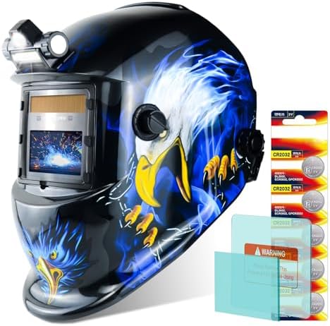 TRQWH Welding Helmet with Light True Color Auto Darkening Welding Helmets for Men Solar Powered Welding Hood with 2 Arc Sensor Wide Shade 4/9-13 for TIG MIG ARC Cool Welder Mask