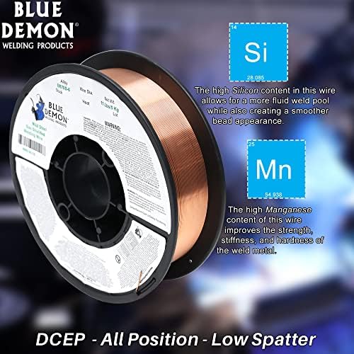 Blue Demon ER70S6 X .035 X 11 LB MIG/GMAW Carbon Steel Welding Wire, All Position, Low Spatter, Formulated to Provide Porosity-Free, X-Ray Quality Welds