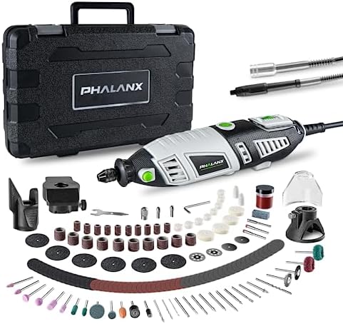 PHALANX 180W Rotary Tool Kit, 1.5-Amp 6 Variable Speed with Flex Shaft, 8000-35000RPM Rotary Multi-Tool& 213pcs Accessories Kit, Power Multiuse Set (Renewed)