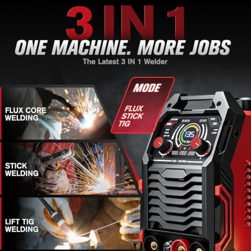 135A MIG Welder 110V [Large LED Display] 3 in 1 Welding Machine
