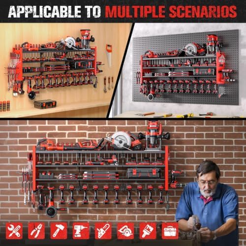 49.8" Power Tool Organizer Wall Mount,Holds 14 Cordless Drills
