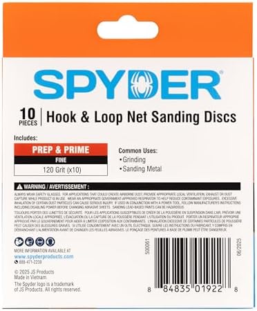 Spyder 10-Pack 120 Grit Sanding Discs, Ceramic Net, 5-Inch Hook and Loop, for Random Orbital Sander (500061)