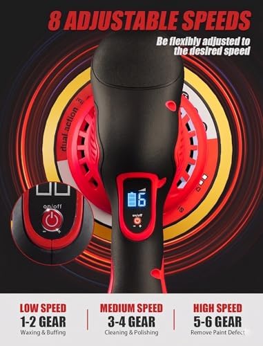 Cordless Car Polisher for Car Detailing Compatible, Red