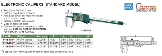 INSIZE 1108-150 Electronic Caliper, 0" - 6"