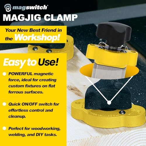 Magswitch MagJig 60 Magnetic Clamp, Woodworking and Welding Magnet Clamp Holder, 55 lb Holding Force, Powerful Magnets Heavy Duty On Off Magnet Switch Tools