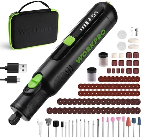 WORKPRO 8V Cordless Rotary Tool Kit, Type-C Charging, Black