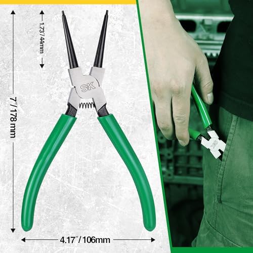 SK 7-Inch Snap Ring Pliers, Internal Circlip Pliers with Straight Jaw