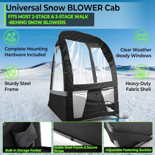 490-241-0032 Snow Thrower Cab, Snow Blower Cab Enclosure Fits for Troy-Bilt Yard-Machines 45 2600 12533GC 60024PC 10528PC 90026PC, for 2-Stage Snowthrowers