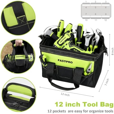 FASTPRO Home Tool Set with Drill, Household Repairing Tool Kit, Green