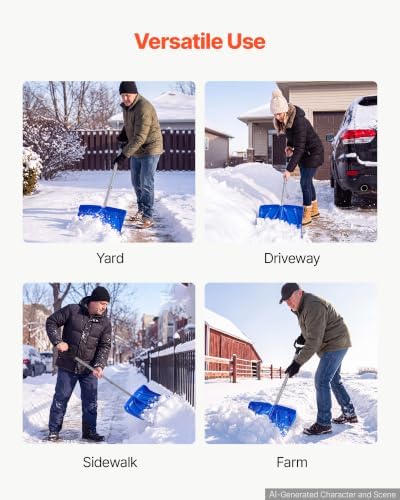 VEVOR 18" Poly Snow Shovel Pusher for Driveway 55” Height