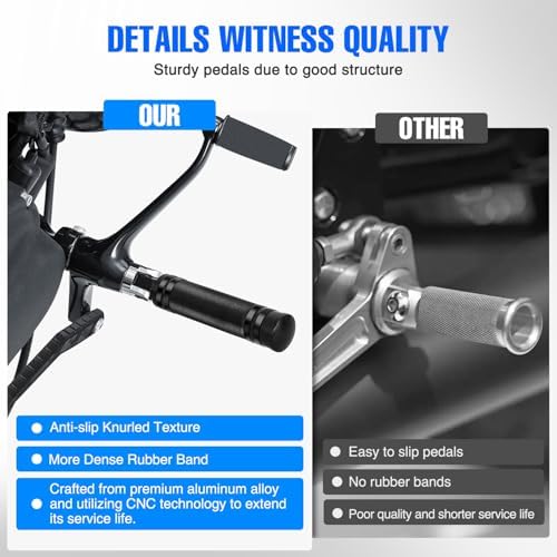 Nilight Motorcycle Foot Pegs Fit for Harley Dyna Sportster Forty Eight Road King Motorcycle Passenger Pedals Footpegs CNC Aluminum Billet Pedal Dirt Bike Footpegs Skidding Foot Rests Pegs, Black