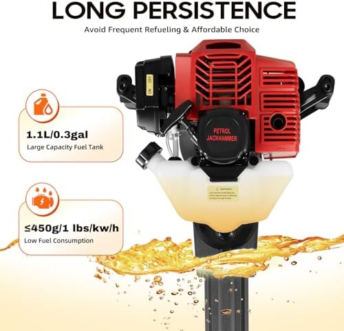 52cc Gas Powered Planting Shovel Digger, 2-Stroke Handheld Tree Digging Machine, Multi-Functional Garden Shovel Tree Digger for Gardens, Farms, and Homes