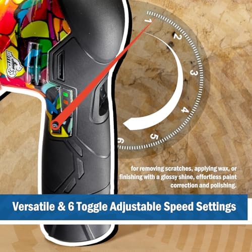 BATOCA 2026 S3 Cordless Car Buffer Polisher, 2x2.0Ah Lithium-ion Battery Powered Polisher with 6 Variable Speed, DA Orbital Buffer for Car Detailing, Polishing, Waxing, Camouflage Pattern Style