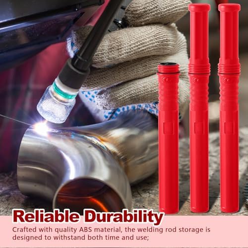 Tandefio 4 Pcs Welding Rod Storage Tube 40 Inch Tig Rod Storage Canisters Welding Electrode Holder Airproof Waterproof Container(Red)