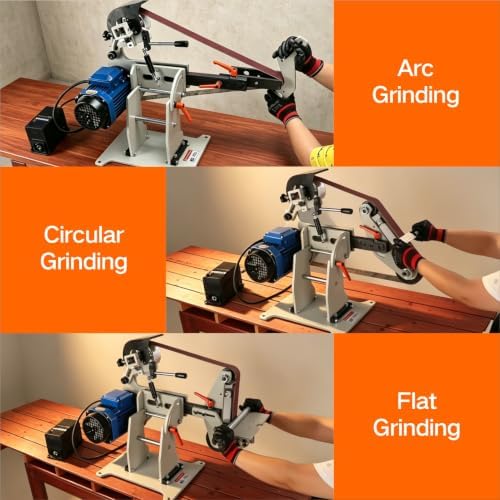 JLD Professional Belt Grinder Sander, 2x72 Inch Belt, 1500W Electric Motor with 2.2KW VFD, 2 sets of grinding kits with 3 grinding methods,Vertical and Horizontal operation includes 3 sanding belts.