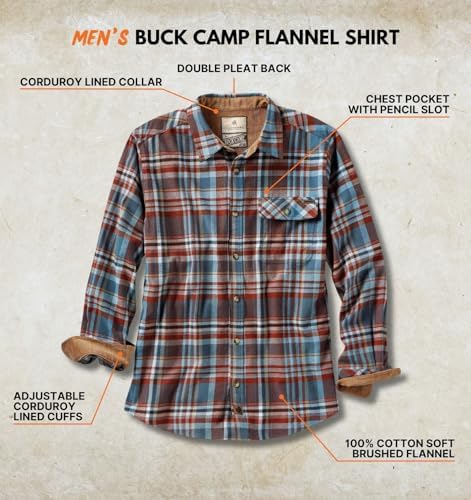 Legendary Whitetails Mens Flannel Long Sleeve Button Down 100% Cotton Shirt