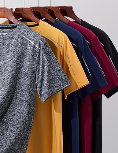 Liberty Imports 5 Pack Men's Active Quick Dry Crew Neck T Shirts