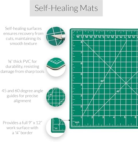 WA Portman 9x12 Self Healing Cutting Mat, Rotary Cutter, & 5 Rotary Blades