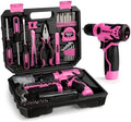 KingTool 156-Piece Pink Tool Kit, 8V Cordless Drill for Home Repairs & DIY