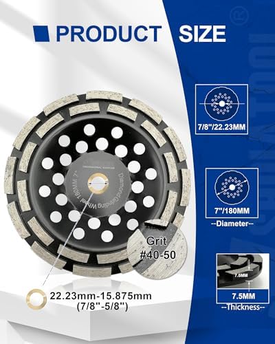 SHDIATOOL 7-Inch Diamond Concrete Grinding Cup Wheel for Angle Grinder