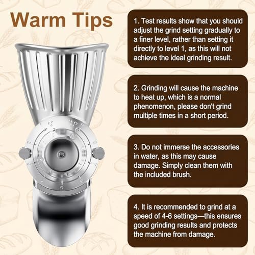 GVODE Grain Mill Attachment for KitchenAid Stand Mixer, 9 Grind Levels