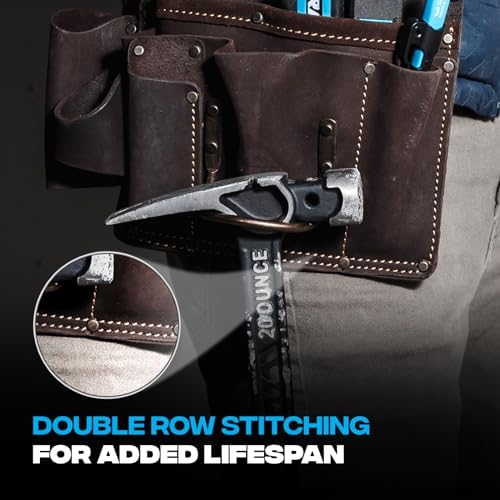 Ox Pro Full Grain Leather Tool Pouches - Made with Double Stitching and Rivet Reinforced Pockets