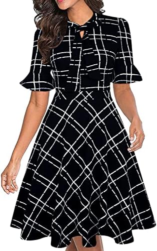 Women Summer Floral Ruffle Sleeve Wear to Work Church Wedding Guest Party Dresses