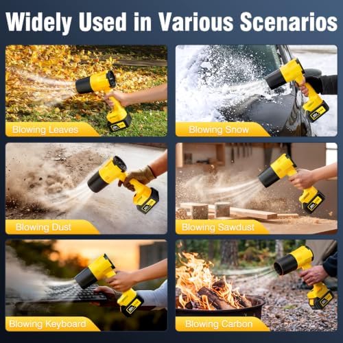 Cordless Leaf Blower, Hand held Leaf Blower with Two 4.0Ah Battery and Charger, Snow Blower with 6 Speed Modes, Lightweight Electric Blowers for Lawn Care, Patio, Yard, Blowing Snow, Leaves, Dust