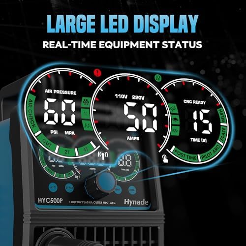 55A Pilot Arc Plasma Cutter, Large LED Display, Non-Touch Air Sensor 55A Plasma Cutter Machine 110/220V Dual Voltage, IGBT Inverter, 1/2'' Clean Cut, 2T/4T for Beginners DIY