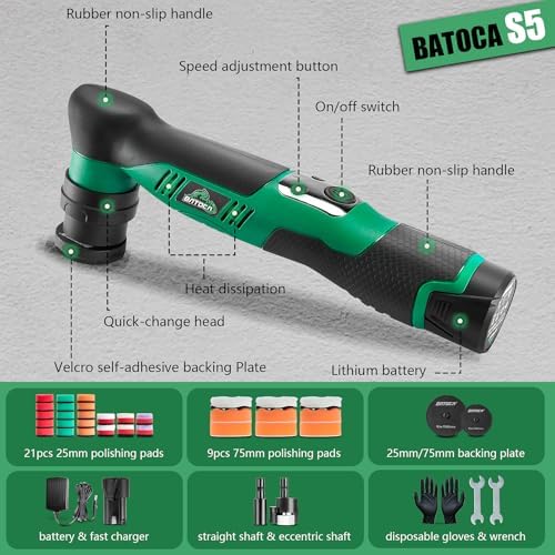 BATOCA S5 Cordless Mini Car Polisher Buffer Sander Rotary & Dual Action