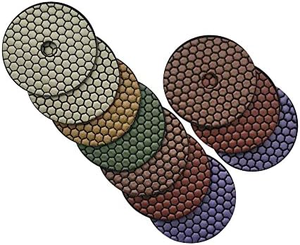 4" Dry Stone Polishing Pads, 2x50, 2x100, 2x200, 400-3000 Grit