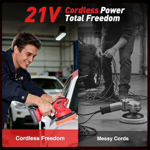 6 Inch Cordless Car Buffer Polisher kit w/ 2x2000mAh 21V Batteries