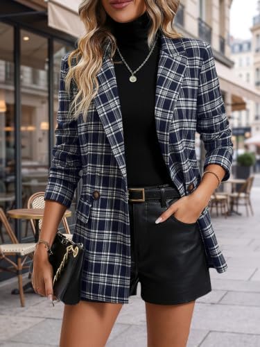 Mina Self 2026 Women's Fall Plaid Blazer Houndstooth Jacket Business Casual