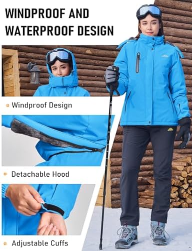 MAGCOMSEN Womens Winter Coats Waterproof Ski Snow Warm Fleece Rain Jacket