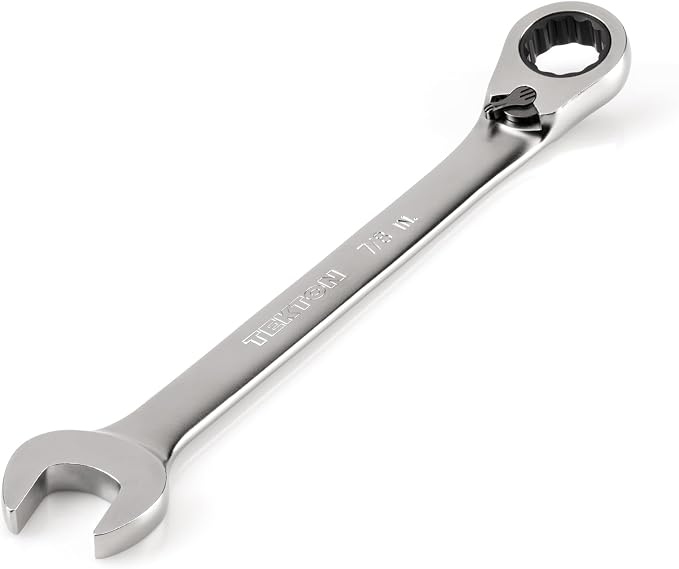 TEKTON 7/8 Inch Reversible Ratcheting Combination Wrench | WRC23322 | 12-Point, Satin Chrome Finish